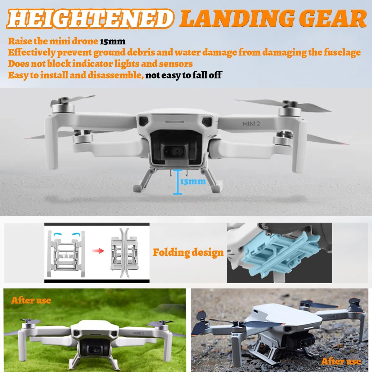 Drone Accessori per DJI Mini 4K/2/2 SE, 8 Drone Eliche di Ricambio, 4 Elica Protector, 1 Elica Supporto, 1 Estensioni pieghevoli, 1 Gimbal Protector