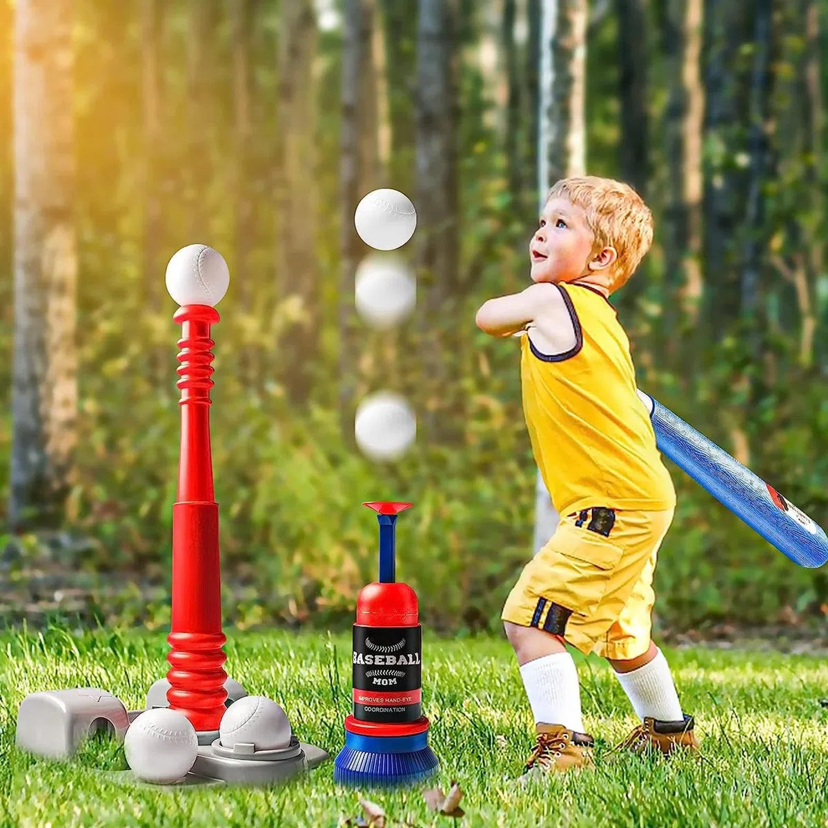 Set da Baseball per Bambini, Attrezzatura per Tee Ball per Bambini, Set di Giocattoli per Sport all'Aria Aperta, Giochi Divertenti interattivi per Ragazzi, Ragazze 3 ai 5 Anni, Set da Pista e