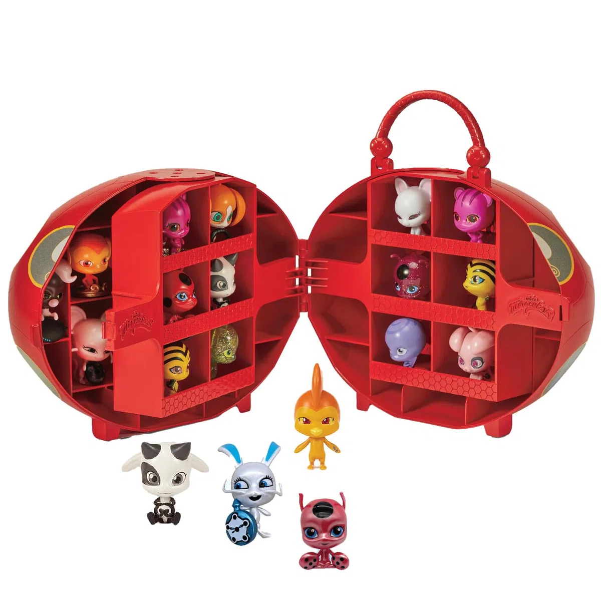 Bandai - Miraculous Ladybug - Miracle Box con 4 kwami inclusi - Set Mini-Figure Miraculous Kwami Licenza Ufficiale - Scatola di Stoccaggio con Maniglia - Giocattolo per Bambini dai 4 anni e + - P50591