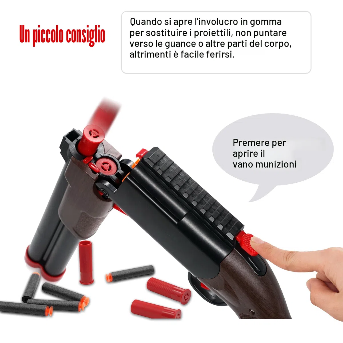 Pistola Giocattolo, Giocattolo a Doppia Canna, Giocattolo con 80 Proiettili Molli e Pistola esplosiva in schiuma EVA e 12 gusci vuoti, Regali di Compleanno di di Natale per Ragazzi Giovani 8 + Anni