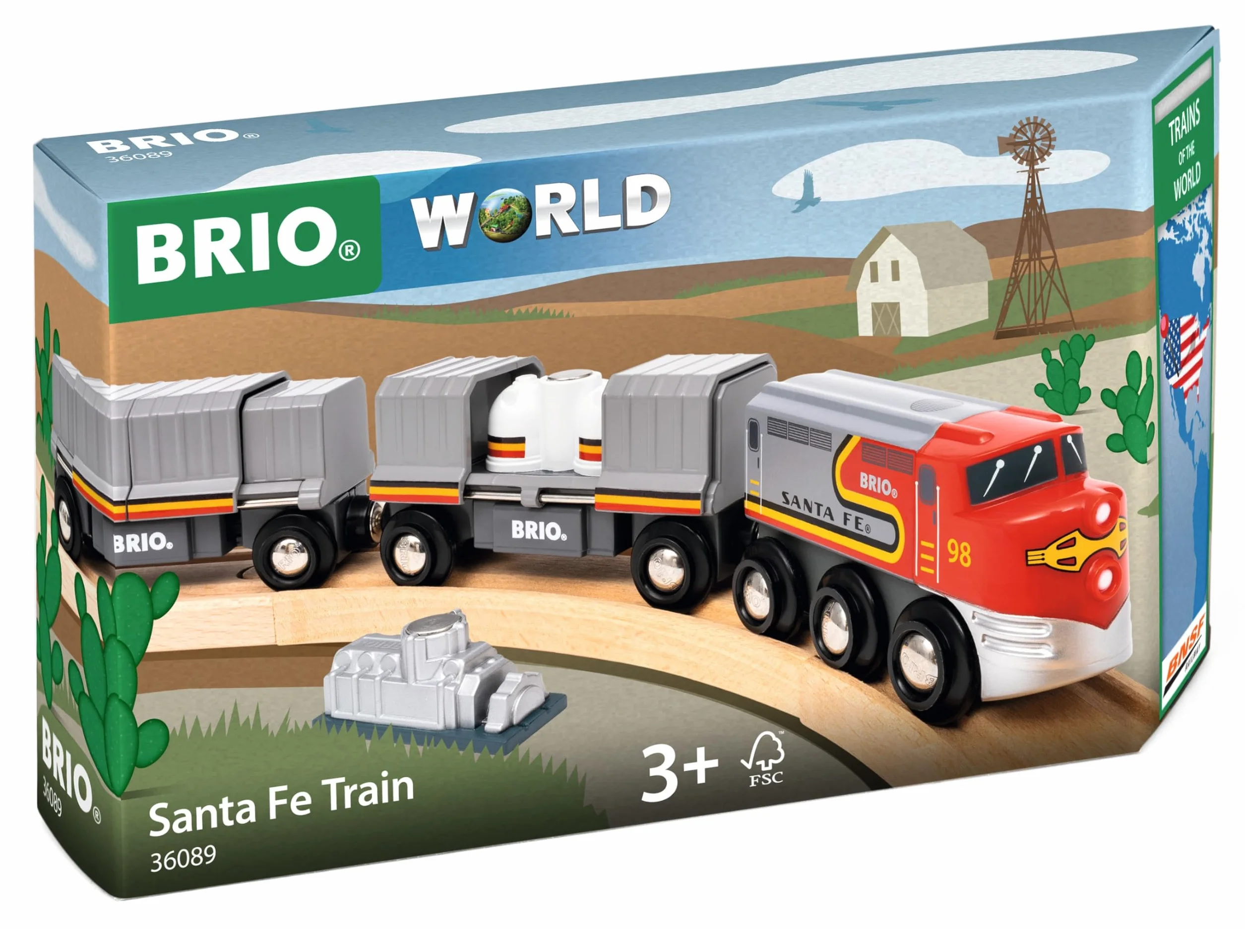 BRIO World - Treno Santa Fe, Treni del Mondo, Giocattolo per Bambini dai 3 Anni in su, 5 pezzi