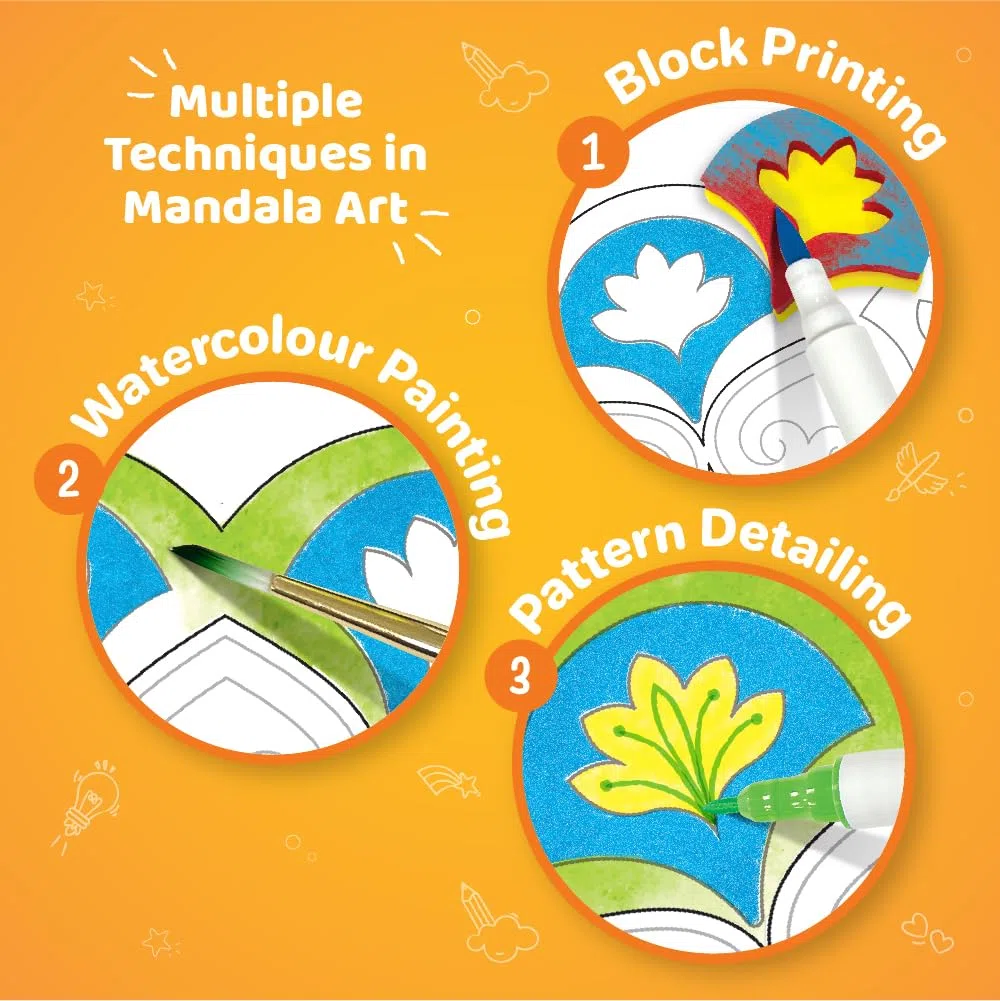 Imagimake Mandala Art Kit | Set di pittura ad acquerello, 12 emozionanti progetti mandala in arti e mestieri per bambini di età 8-12-14-16 | Kit artigianali per adulti e bambini | Regali di compleanno