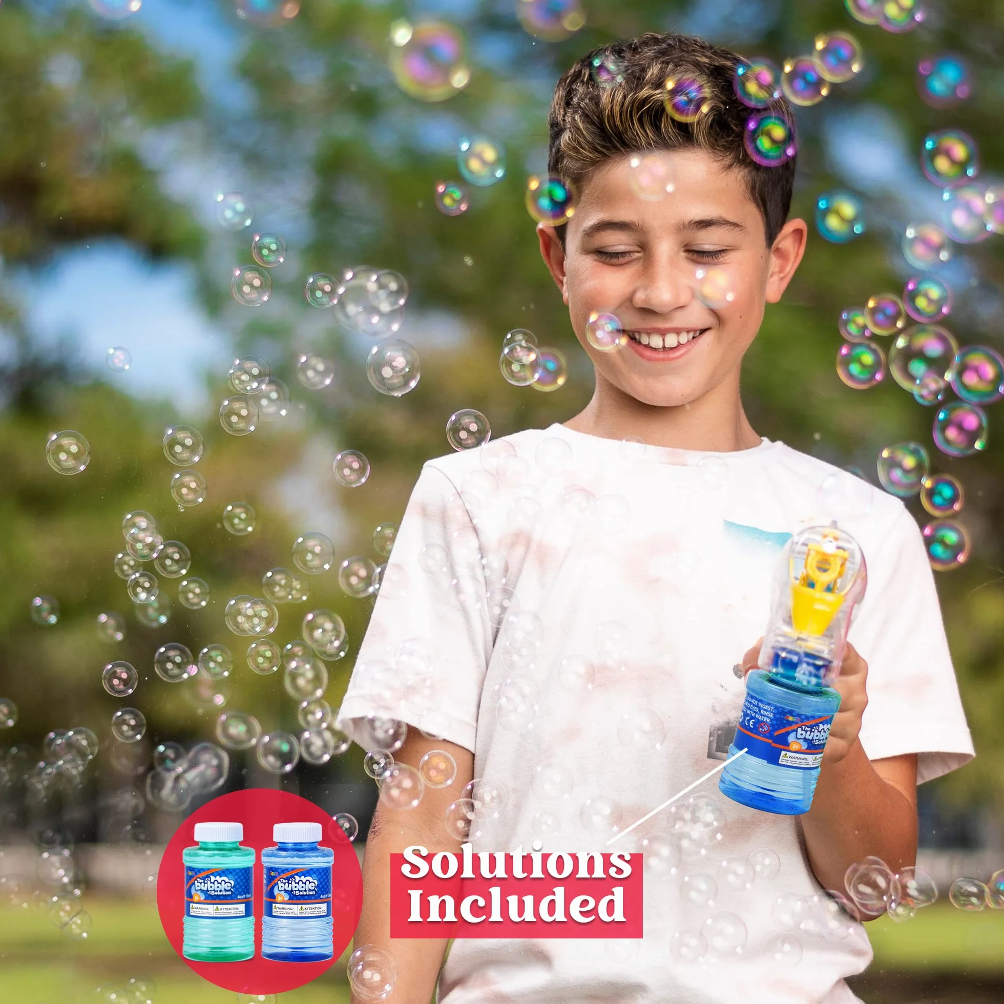 JOYIN 3 Bolle Pistole Bubble Blaster, Forniture per Feste a LED Blaster Machine Blaster, Giocattolo Estivo, Attività all'Aperto, Regalo di Compleanno, Giocattolo Ventilatore di Bolle, Pasqua
