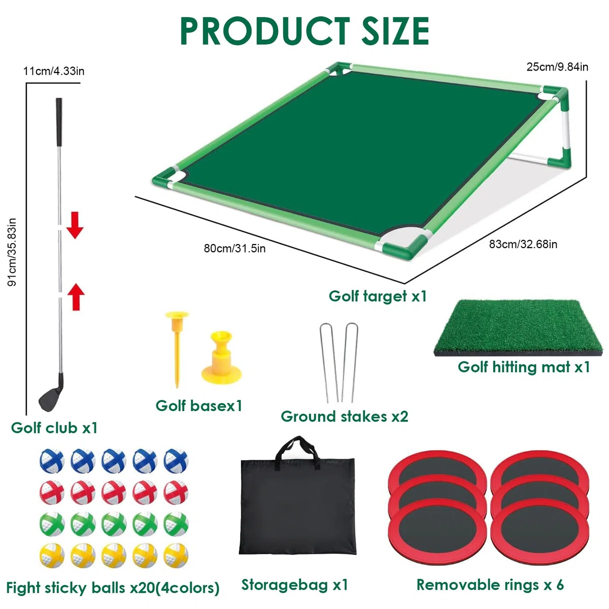 Set Mini Golf per Bambini e Adulti, Gioco con Tappetino da Putting e 20 Palline Adesive, per Interno ed Esterno, Ideale per Allenamento e Divertimento in Famiglia