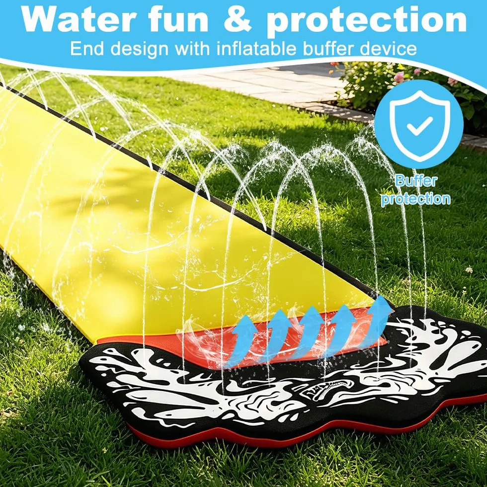 15.8 ft/480 cm Tappeto Scivolo Acqua Piscina con 2 Bodyboards, Scivolo Acquatico Giardino, Scivolo per Piscina Fuori Terra per Giardino, Spiaggia, Attività Acquatiche all'aperto(Giallo) Giochi e gioca