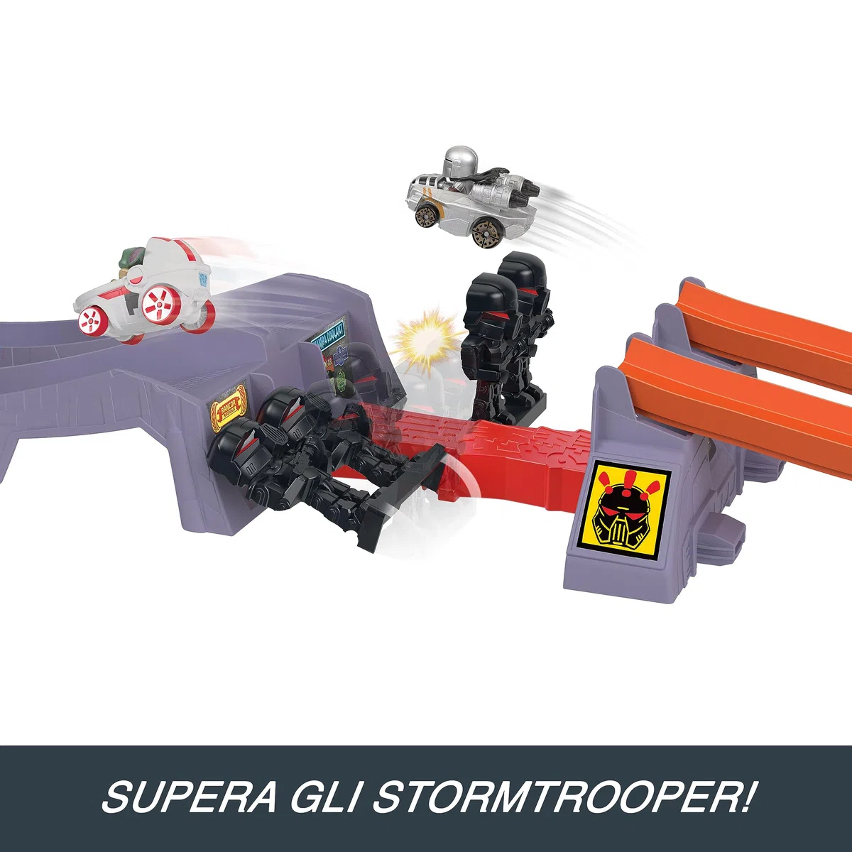Hot Wheels RacerVerse - La Grande Corsa di Grogu, pista con macchinine da corsa die-cast ispirate a Star Wars, personaggi Grogu e The Mandalorian, giocattolo per bambini, 4+ anni, HPL32