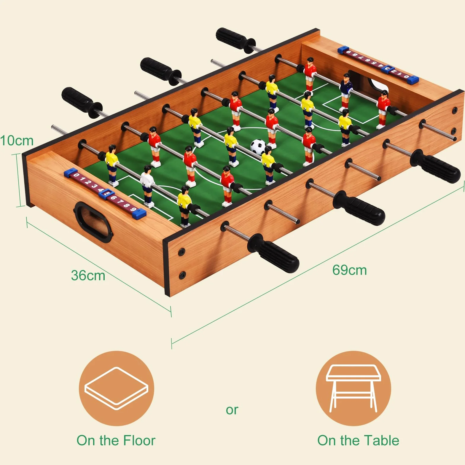 HOMASIS 2 in 1 Tavolo Multigioco per Bambini in Legno, Calcio Balilla e Air Hockey da Tavolo, Biliardino per Bambini e Adulti da Casa, Bar, Ufficio, Feste, 69 x 36 x 10 cm