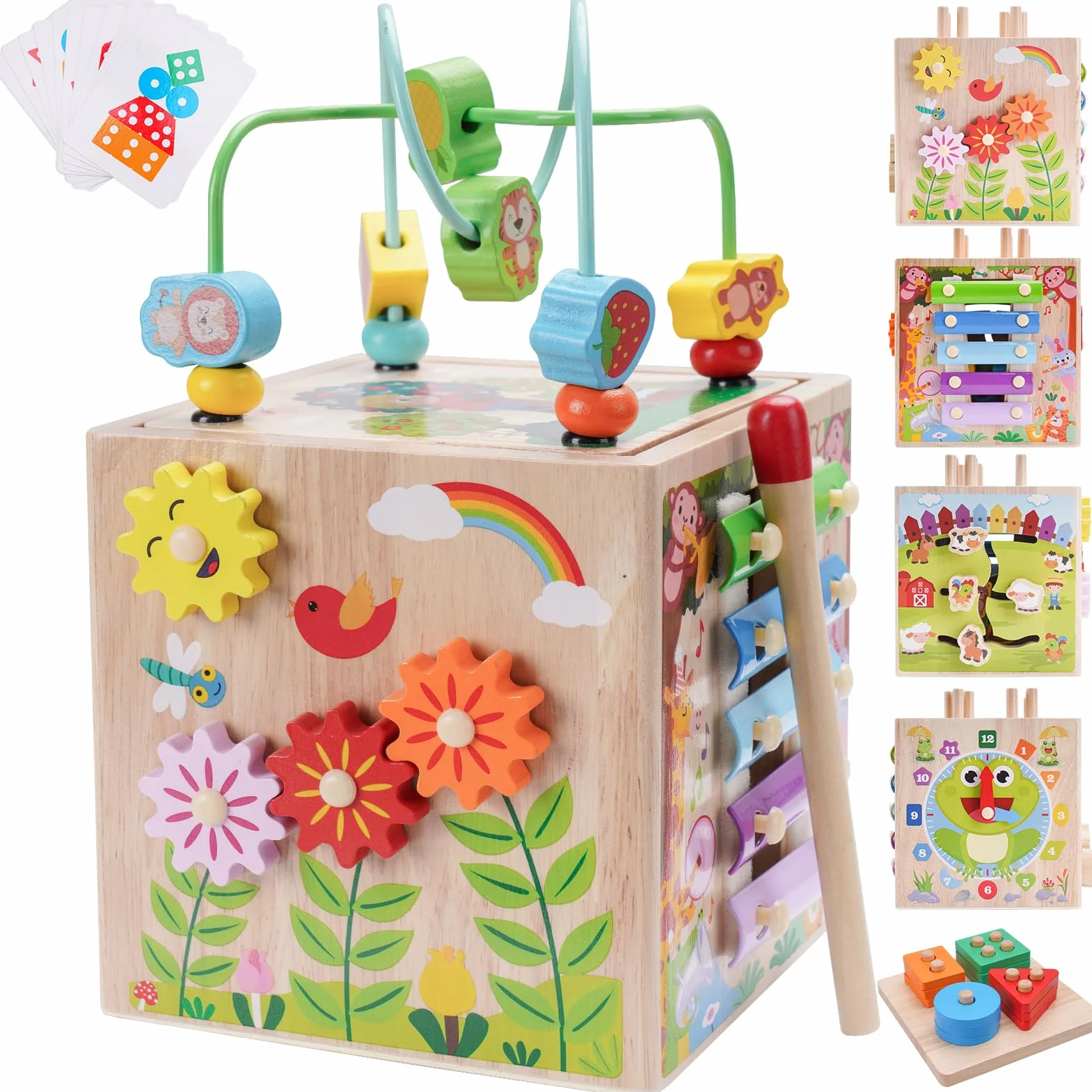 KMTJT Cubo Motorio a partire da 1 anno | Giocattolo educativo a partire da 1 anno | Cubo attività gioco a incastro in legno a partire da 12 18 mesi per neonati | Regalo per ragazze e ragazzi |