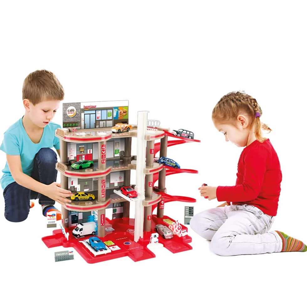 STARLUX - Autentico Piccolo Garage per Auto con Stazione di Servizio Completa 4 Livelli - da 3 Anni - Made in Europe - 401006