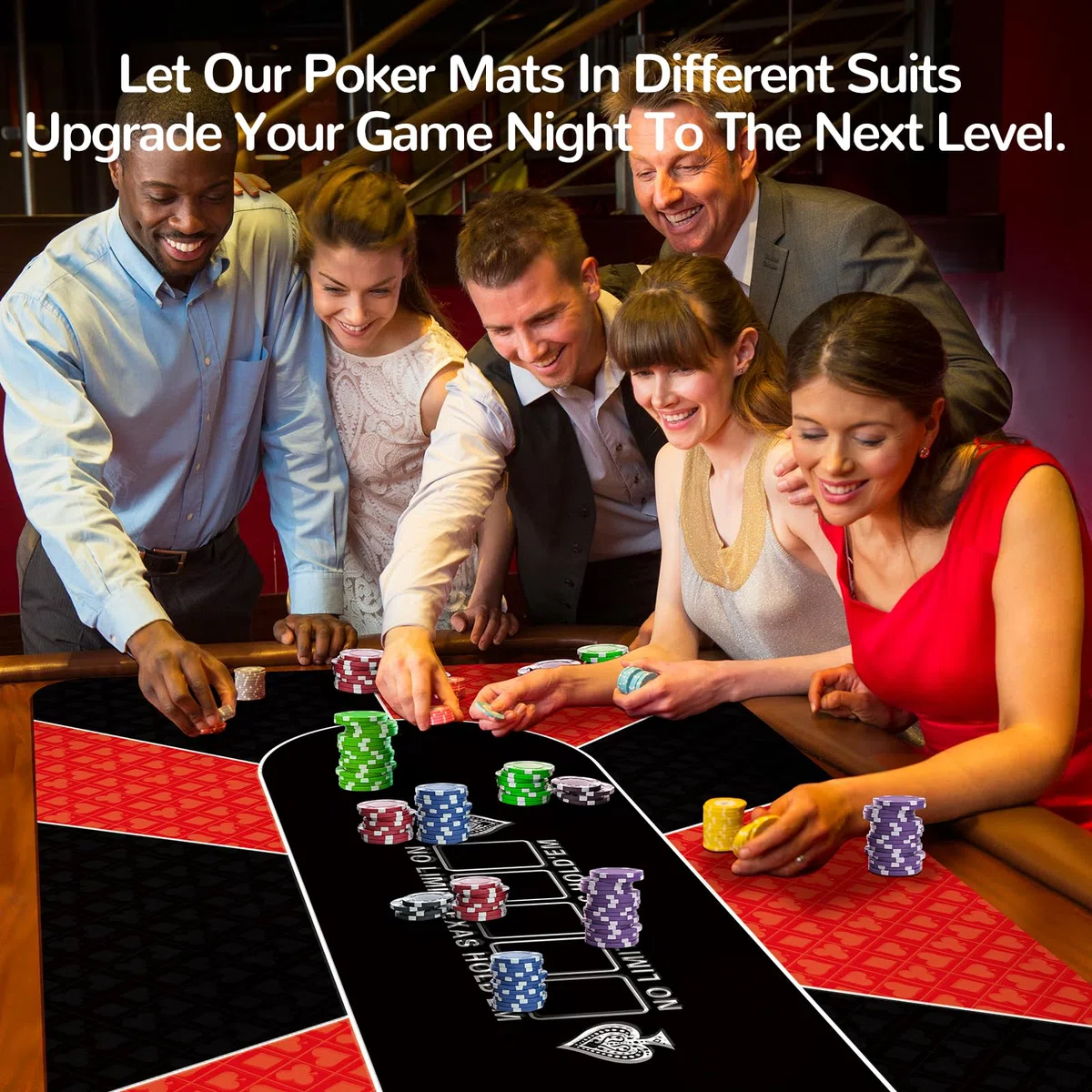 Tappetino da Poker Mat professionistico 180 x 90 cm, 8 Player portatili Rubber Texas Hold ’em Poker Table Top Layout w/carry Bag