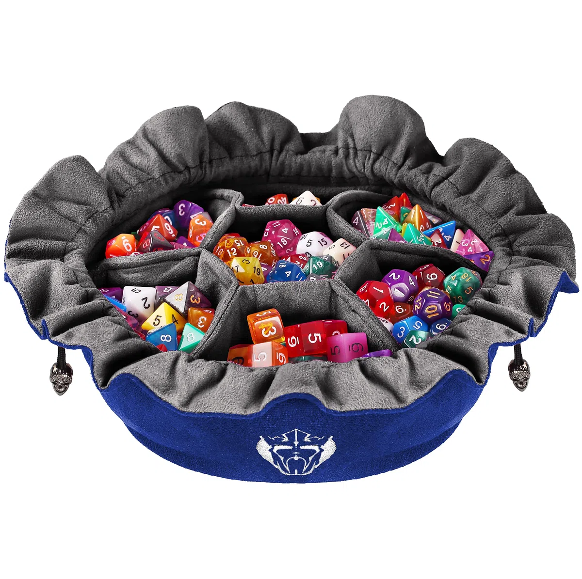 CardKingPro Immense Dice Bag con Tasche - Azzurro - capacità 150+ Dadi - Ottimo Organizzatore per Collezionisti di Dadi, Perfetto per Dungeons & Dragons [Design Brevettato]