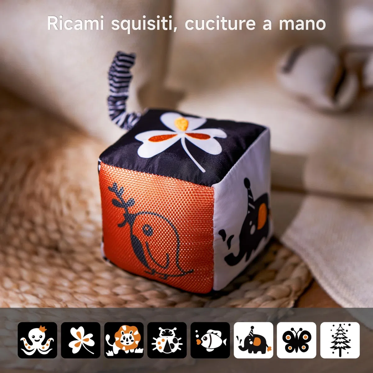 Set di giocattoli per bambini, con forme ad alto contrasto, giocattolo per passeggino bianco e nero, per seggiolino auto, sonagli in peluche per bambini da 0, 3, 6, 9 a 12 mesi, neonati, neonati e