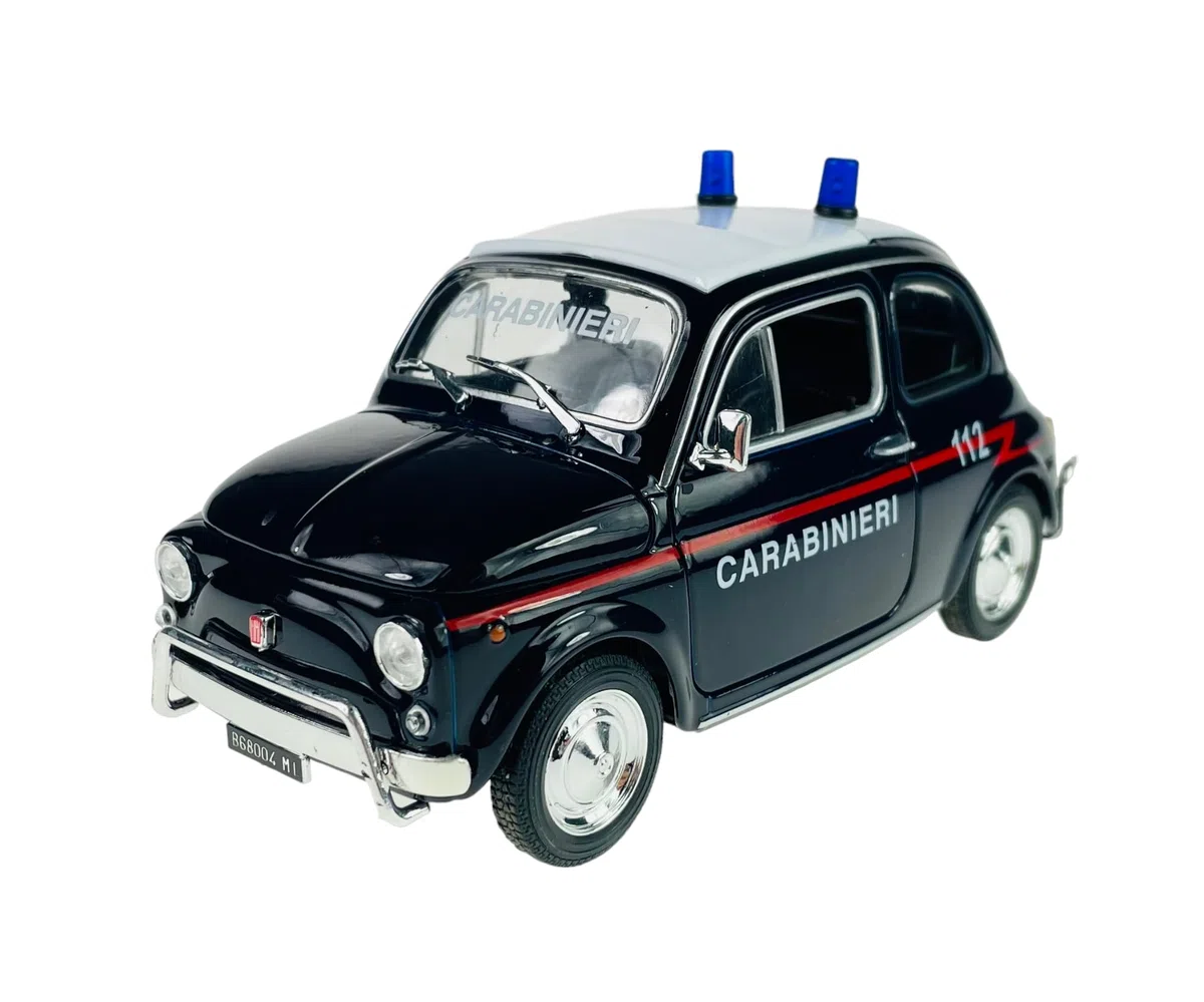 Welly Modello Auto Compatibile con FIAT Nuova 500 Carabinieri Polizia 1957-1975 ca 1/24 1:24 Metallo Modello Auto Il Cast Nuovo in Scatola