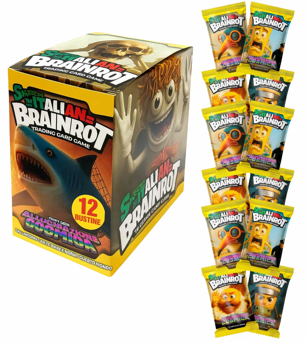 Skifidol Italian Brainrot Serie Beta Allucinazione Cosmica, Box da 12 Bustine, 7 Carte per Bustina, Gioco di Carte Collezionabili