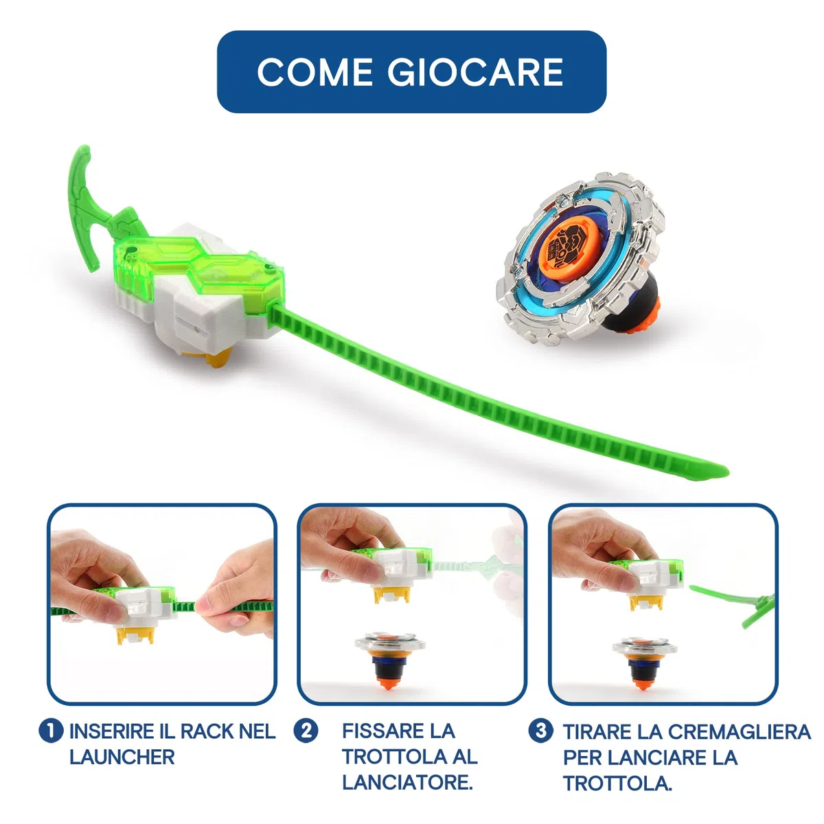 Infinity Nado Trottola Bambini - 2 Pezzi Trottole da Combattimento, Trottole Gyro Spinners Burst con Lanciatore, Giocattolo Bambino 5 6 7 Anni, Modalità Fusion/Dispersione