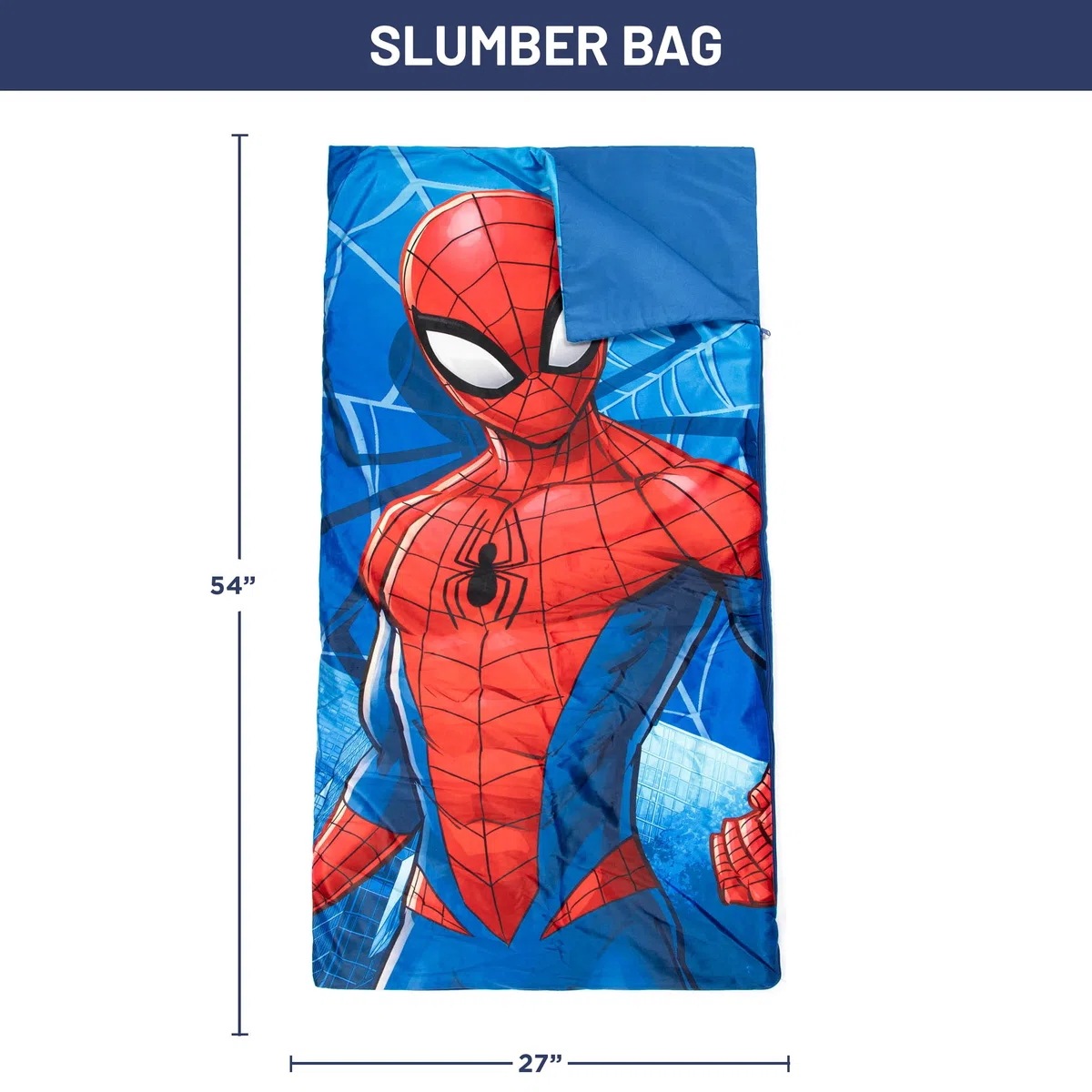 Marvel Spiderman 3 Piece Sleepover Set - Cozy & Warm Kids Slumber Bag with Pillow & Eye Mask (Official Marvel Product)