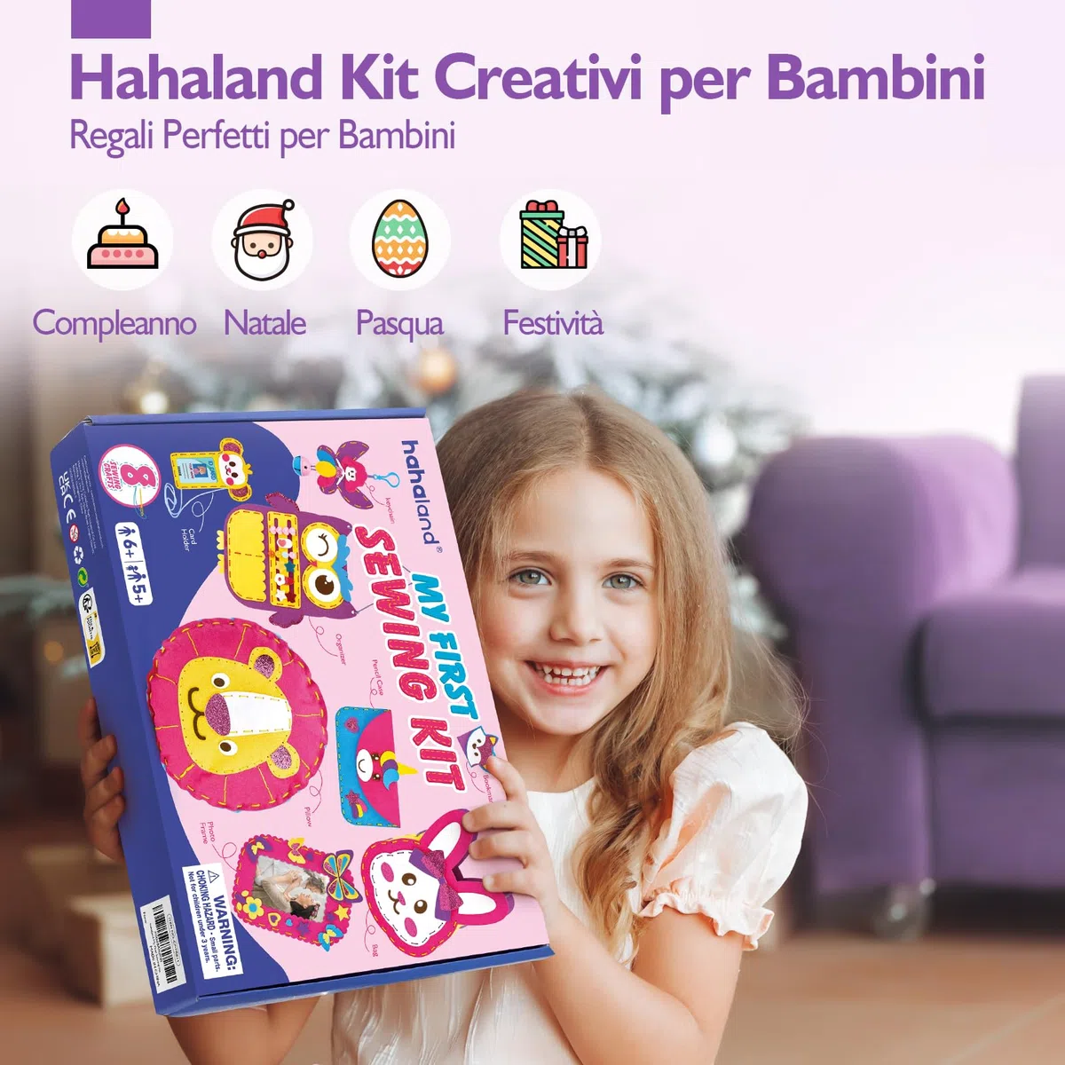 hahaland Kit Cucito Bambina 6-8 Anni, Feltro Fai da Te per Uncinetto Principianti, 8 Semplici Progetti Set Lavoretti Cucitura, Regalo Bambino 6 7 8 9 10 Anno