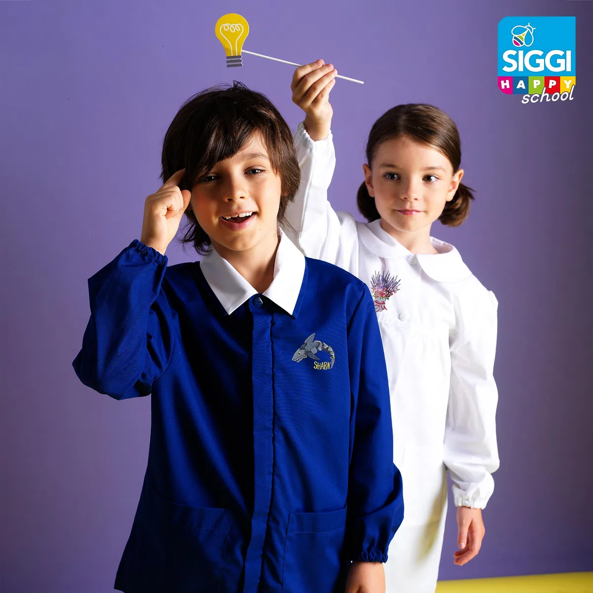siggi grembiule scuola elementare bambino nero blu con pratica zip