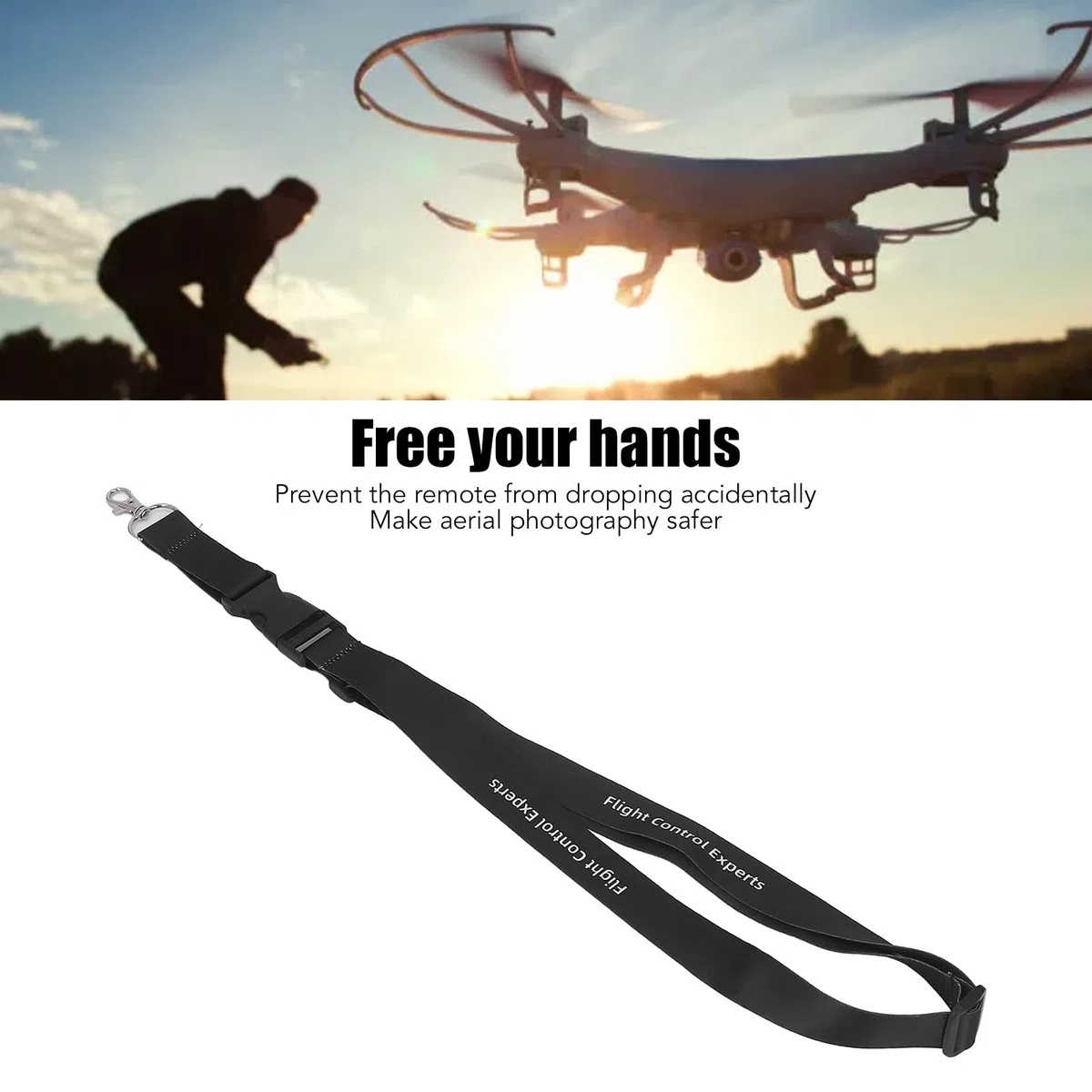 Cinghia da Collo RC Drone, Tracolla Regolabile con Cordino con Fibbia a Sgancio Rapido Nera per Avata Drone per Telecomando FPV