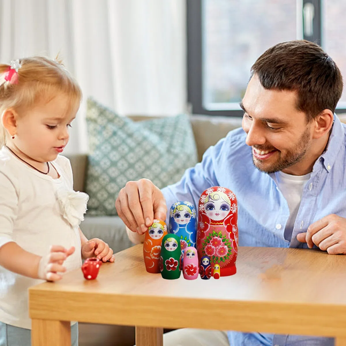 Set di 7 bambole russe che nidificano, matrioska in legno con stampa girasole, giocattolo decorativo per collezionisti di bambini e adulti