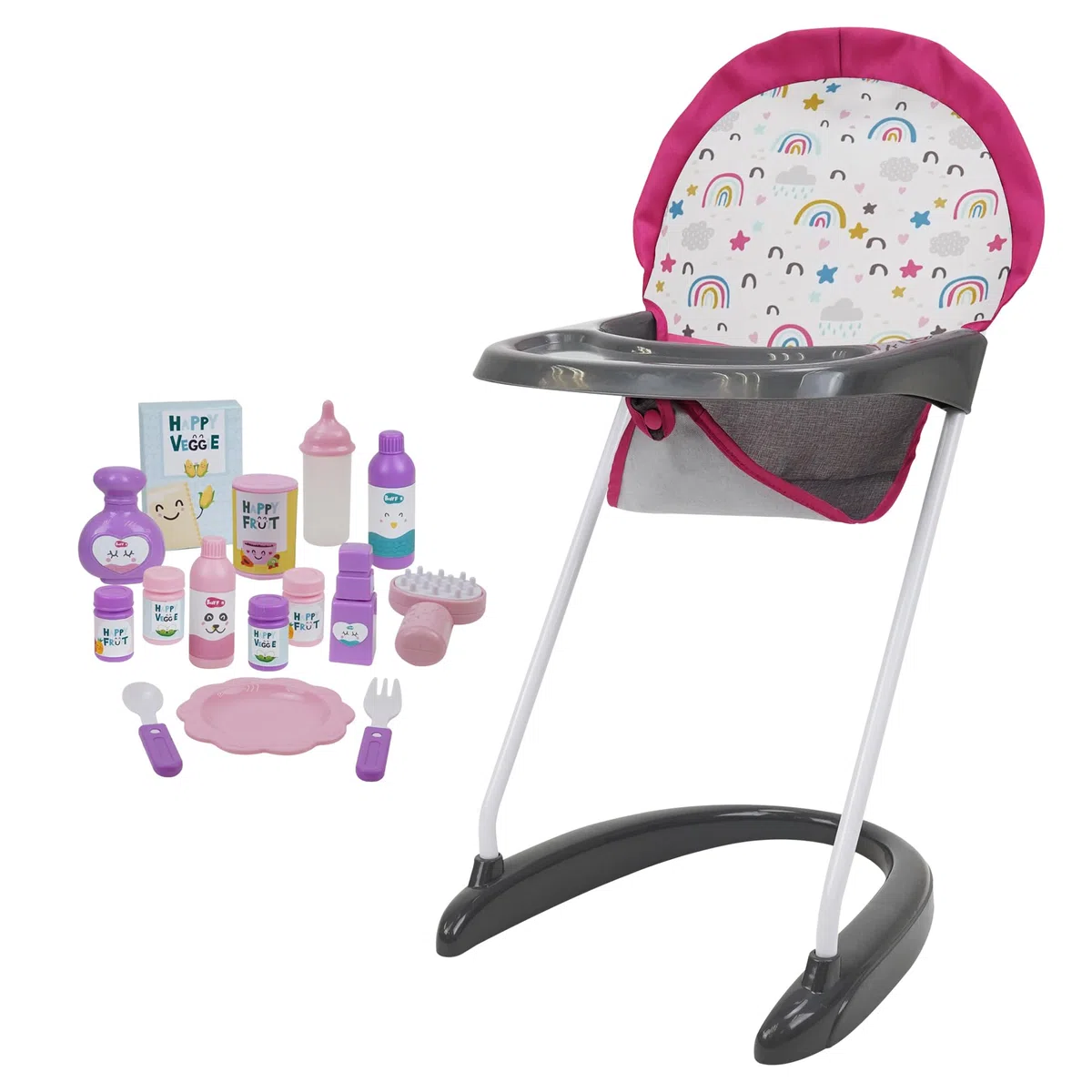 509 Crew 21 Piece Doll Stroll n Play & Care Combo Set, Stroller, Playard, High Chair Set, Carry Cot, Diaper Bag, Feeding and Grooming Accessories, Ages 3+