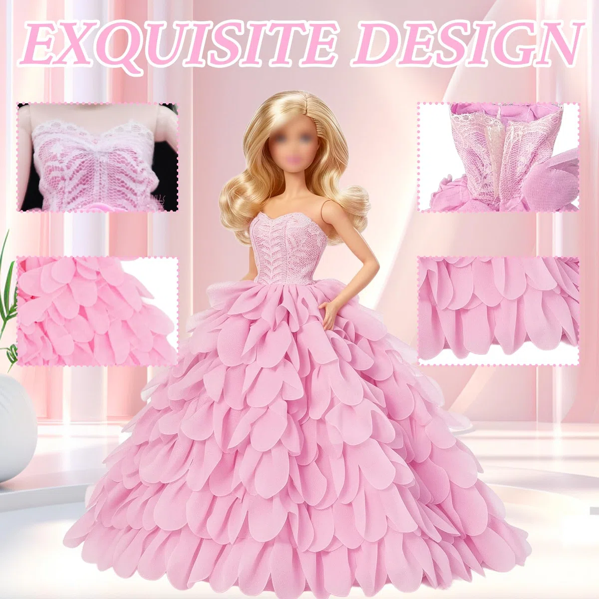 21 vestiti per bambole per bambole da 21,5 cm, compatibili con Barbie senza spalline da principessa, set in maglia grossa, set da palcoscenico, collo, petali, abito da sirena, colorato, set da 10