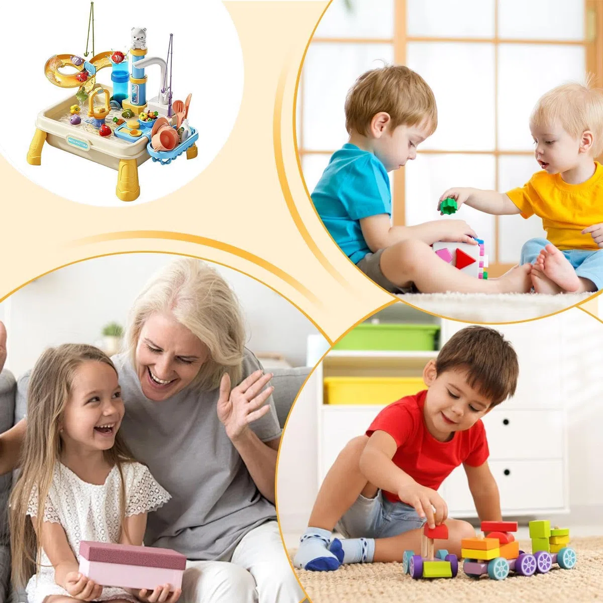 Generico Tavolo 'Acqua | Gioco Sensoriale da Esterno con Pompa Integrata,Tavolo Acqua per attività,per Bambini e Bambine 4-8 Anni Scuola 'Infanzia Giardino Spiaggia Aula all'Aperto