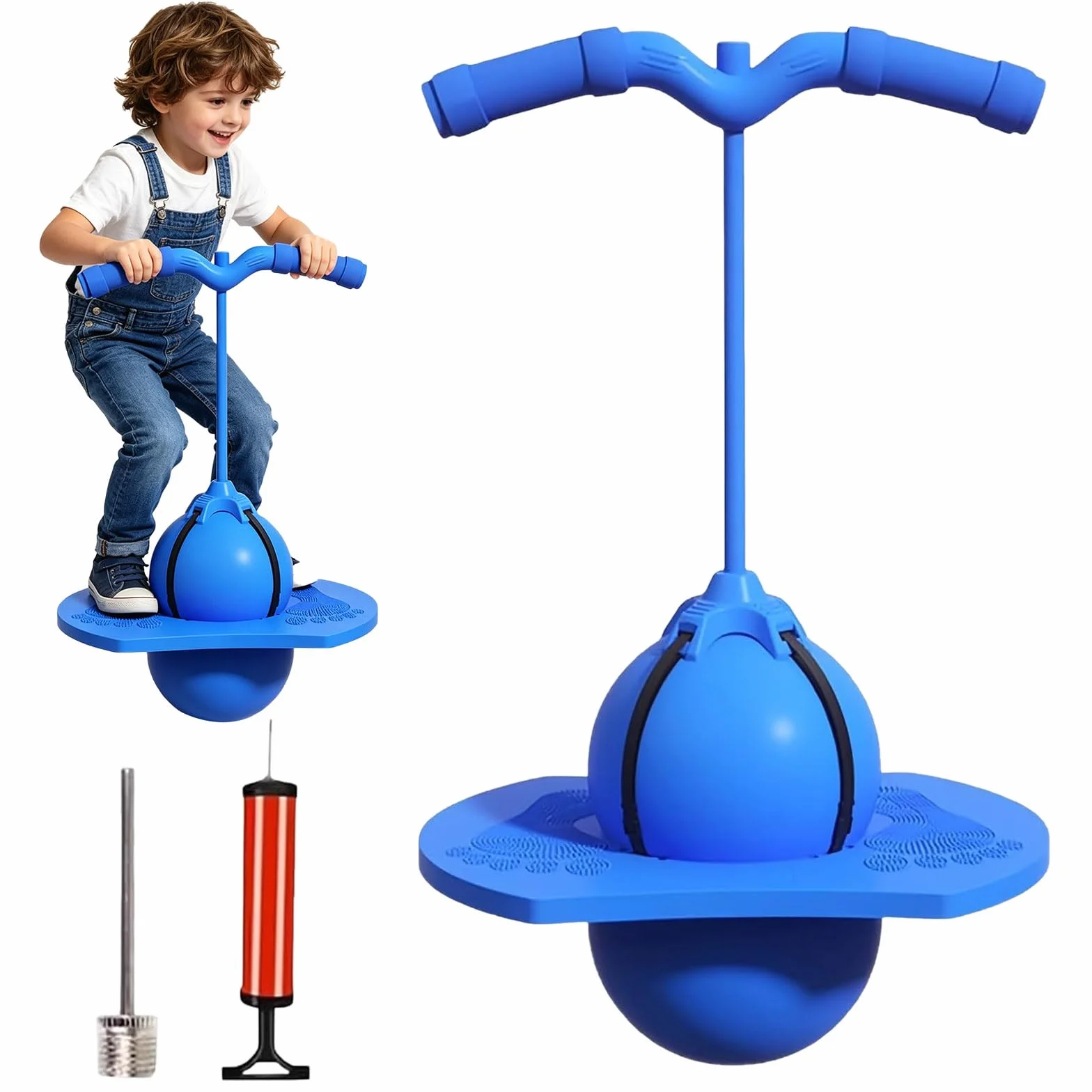 Generico Pallone Salterino Balance per Bambini Pogo Ball Palla Rimbalzante per Bambini Pogo Ball con Maniglia Pogo Palla di Salto per Bambini e Adulti, per Allenare l'equilibrio (Blu)