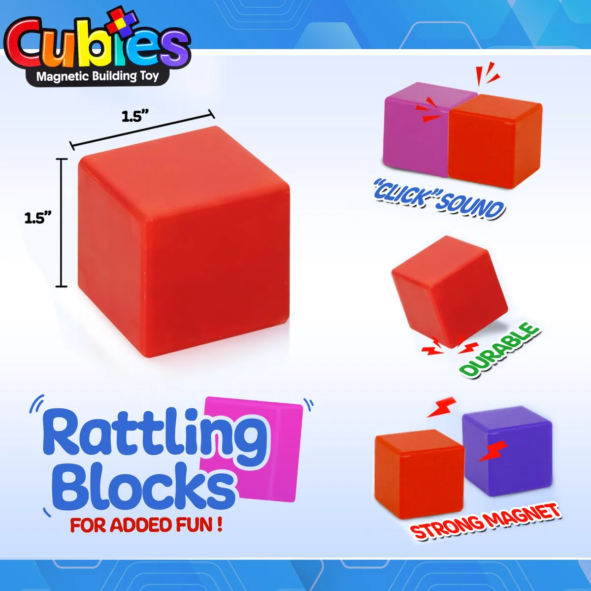 Playmags Blocchi Magnetici Giocattolo Da Costruzione, 64 Pezzi Di Cubi Magnetici STEM Giocattoli Per Bambini Piccoli E Ragazzi, Prescolare, Giocattolo Educativo Sensoriale Di Costruzione