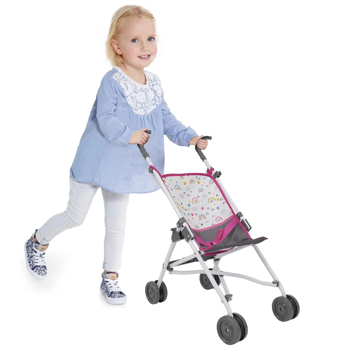 509 Crew 21 Piece Doll Stroll n Play & Care Combo Set, Stroller, Playard, High Chair Set, Carry Cot, Diaper Bag, Feeding and Grooming Accessories, Ages 3+
