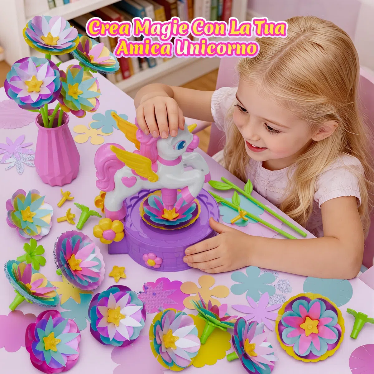 Unicorno Kit Lavoretti Creativi per Bambini, Fai Da Te Artigianale Laboratorio dei Fiori Regalo Giocattoli Creativo per Bambina 4 5 6 7 8 9 10 Anni Giocattoli Bambina 3-10 Anni per Compleanno e Natale