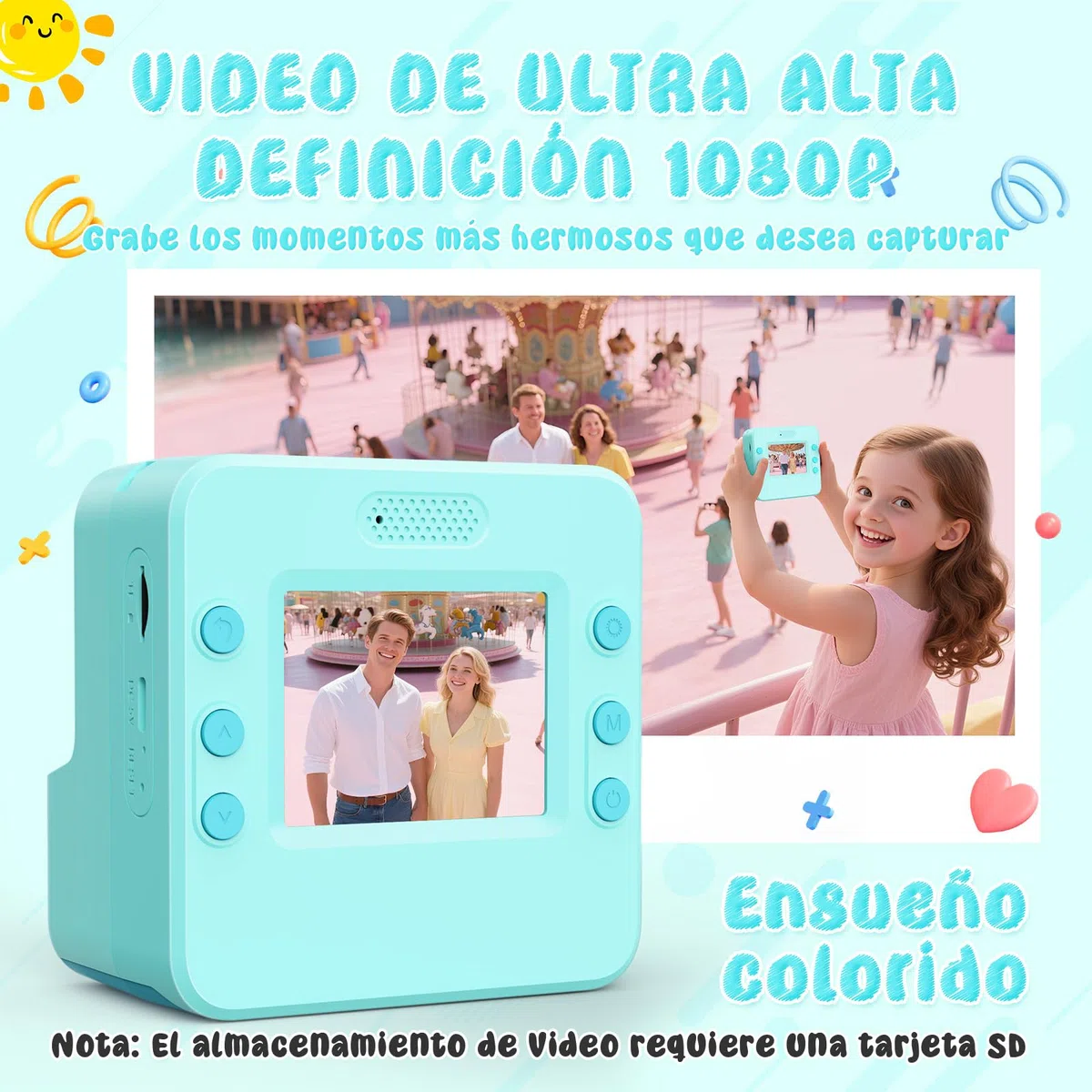 Macchina Fotografica Bambini Istantanea, 2.4" HD Portatile Macchina Fotografica Bambini 1080P Digitale Fotocamera Istantanea Regali Natale Compleanno per 3-10 Foto & 32GB SD