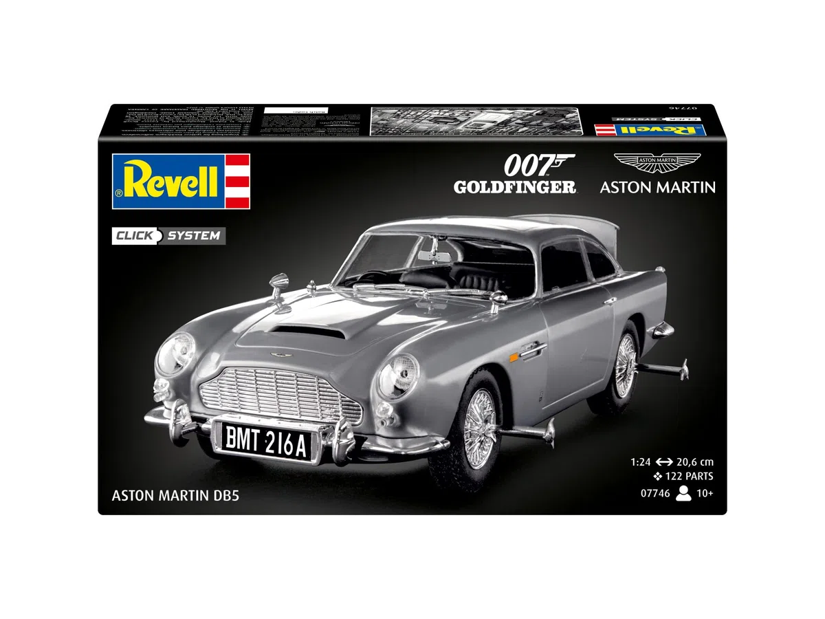 Revell 07746 James Bond Aston Martin DB5 (sistema a clic) in scala 1:24, non costruita, precolorato, clicca insieme (non colla), kit modellino in plastica