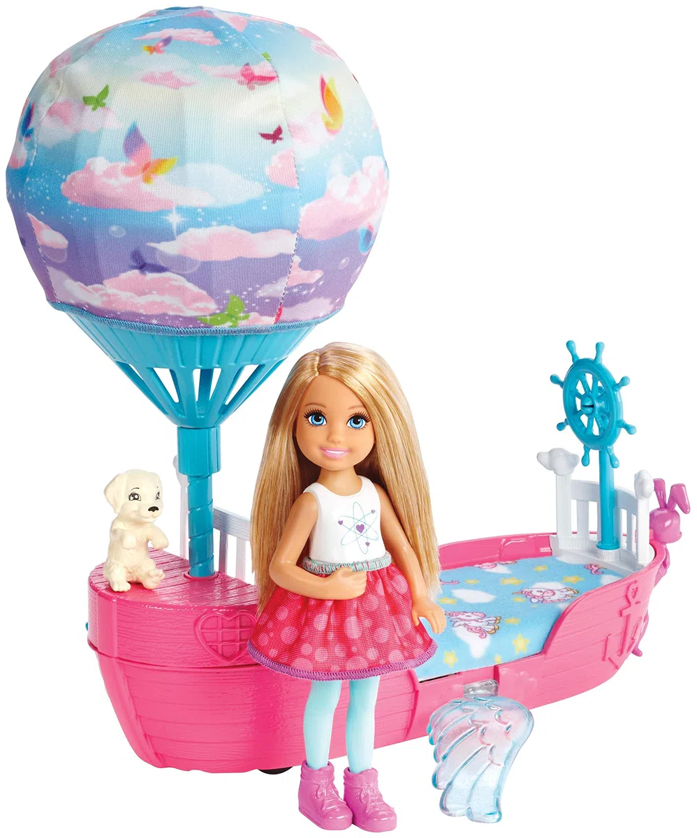 Barbie - Magica Chelsea con la Barca, Le Rotelle Nascoste e Le Ali Si Muovono, DWP59