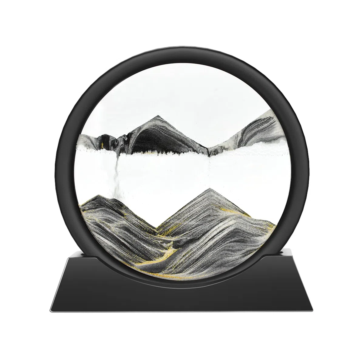 Wai Danie Pittura di Sabbia Che Scorre Quadro Sabbia Movimento sabbia dinamica 3d Hourglass Deep sea Sandscape Display Decorazioni per la Casa e l'ufficio Giocattoli da Scrivania per Adulti (nero, 7“)