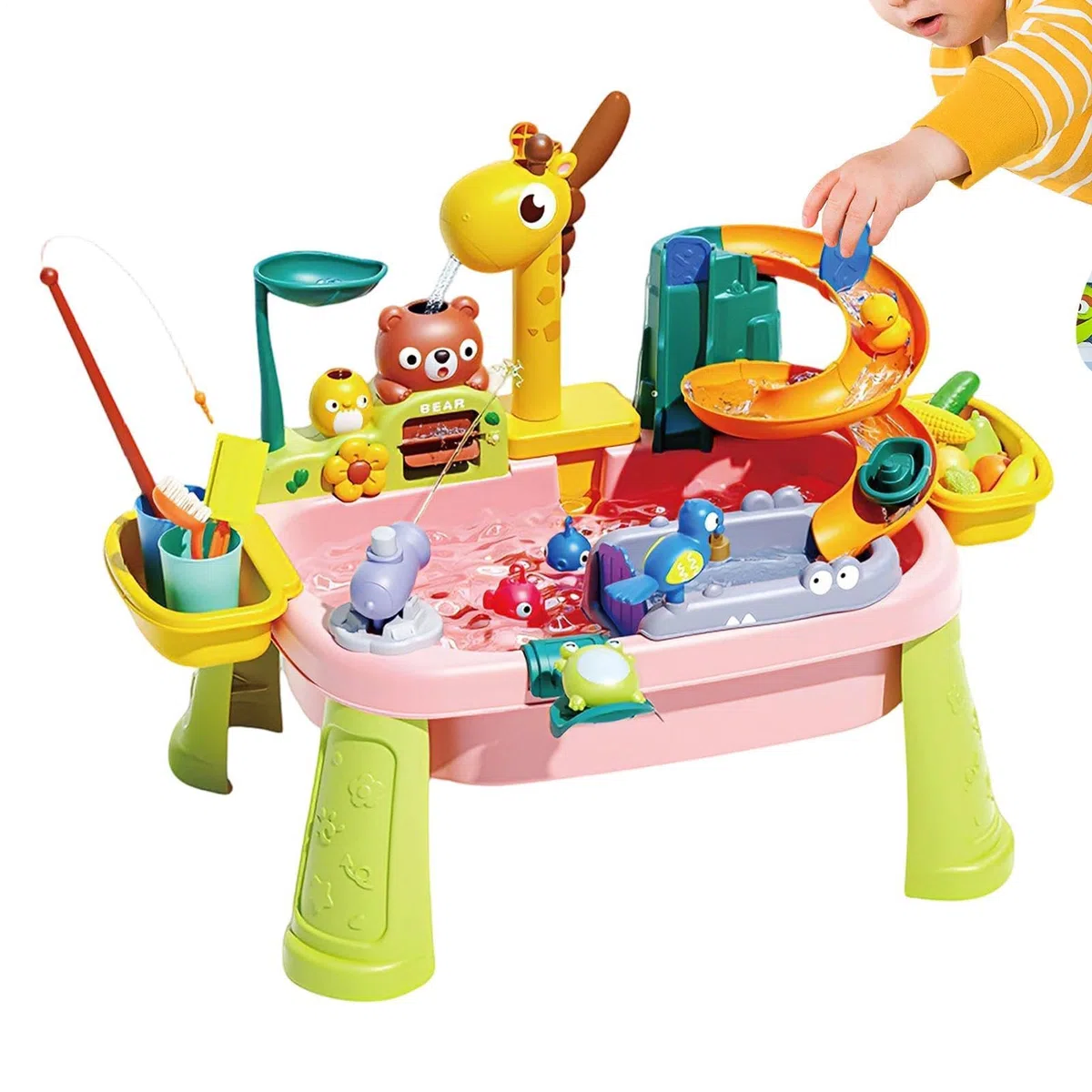 Tavolo d'Acqua per Bambini,Rubinetto Giraffa Gioco Simulazione | Lavello Giocattolo da Cucina con Acqua Corrente,Per Bambini 1-5 Anni Spiaggia Giardino Cortile Piscina Gioco Interattivo All'Aperto