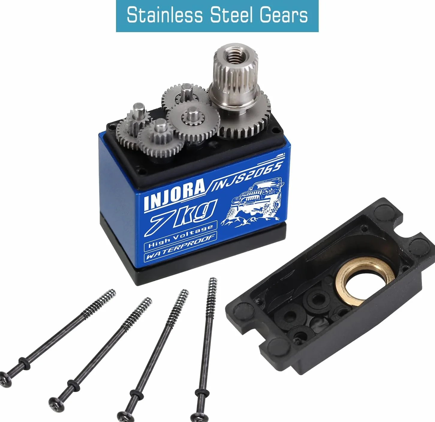 INJORA Servo impermeabile 2065 7KG con il supporto & il braccio per 1/24 Axial SCX24