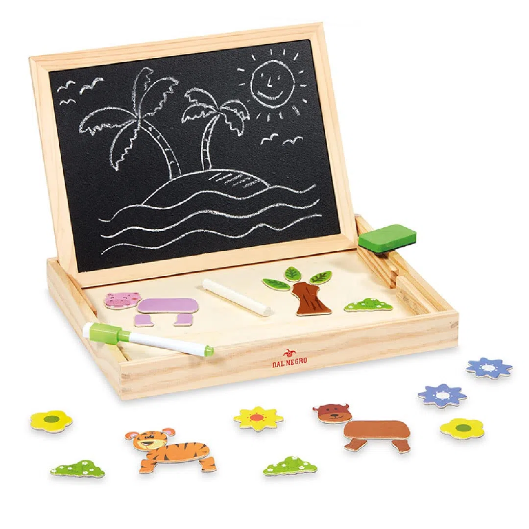 Dal Negro - La mia lavagna learn & play - Doppia lavagna in legno completa di magneti, gessetti, pennarello e cancellino. Adatto per bambini adatto ai bambini dai 4 anni in su.