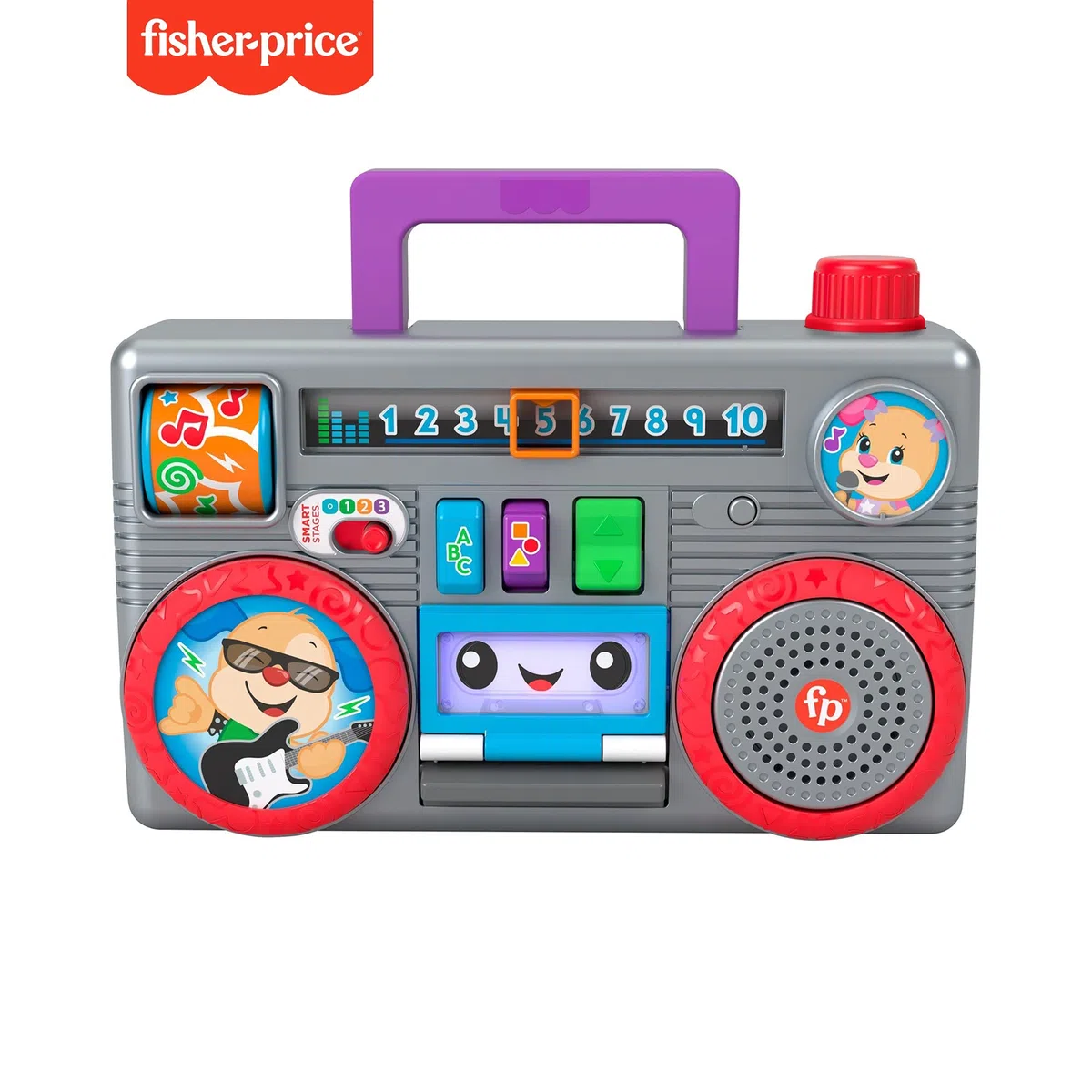 Fisher-Price Ridi & Impara Stereo Baby DJ, Gioco attività Musicale con contenuti didattici per Neonati e Bambini Piccoli, Giocattolo per Bambini 6+ Mesi, Edizione: UK-Inglese, GYC18