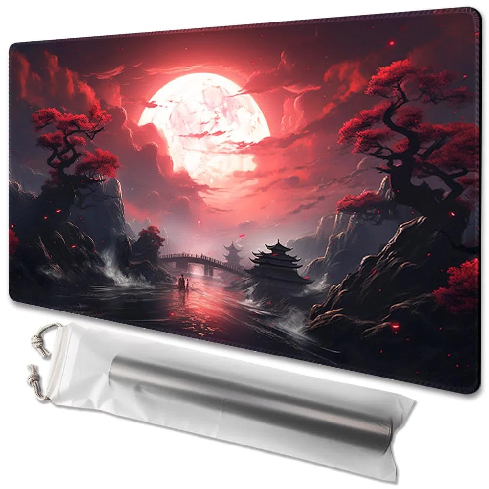 MTG, tappetino da gioco, dimensioni 61 x 35,6 cm, con borsa portaoggetti con retro antiscivolo, ideale per gli appassionati di giochi di carte TCG (senza zona, segreti della luna di sangue)
