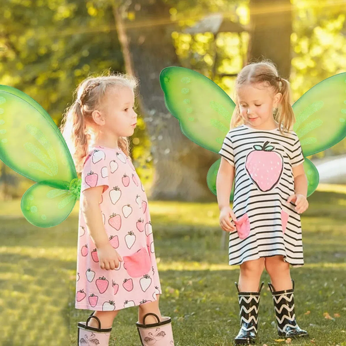 Ali Fata Adulto Bambina Costume Halloween, 1 Pezzi Ali Farfalla Donna Ali da Angelo Verde Accessori Carnevale per Natale Feste（58 * 44cm）