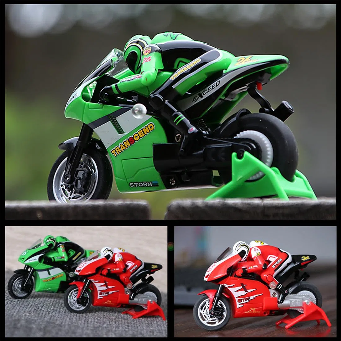 Moto radiocomandata, 8012, con giroscopio e acrobazia, 2,4 G, ad alta velocità, con portata di 30 m, sterzo proporzionale, pneumatici in gomma per tutti i terreni, verde