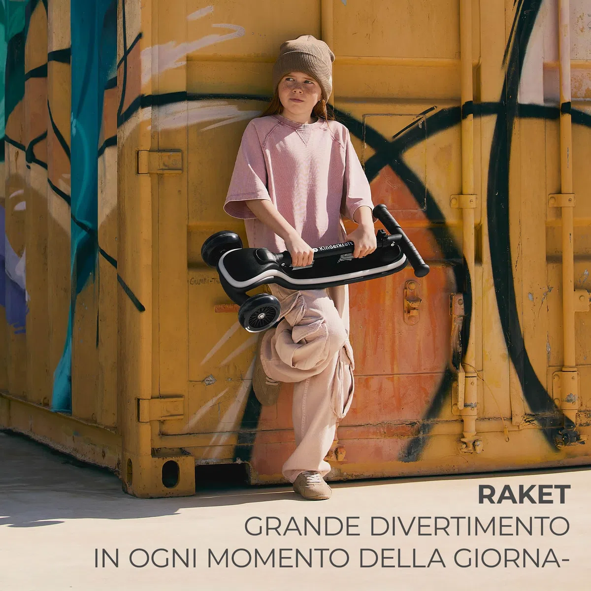 Kinderkraft RAKET Monopattino Bambini 2+ Anni a 3 Ruote con Luci LED RGB – Leggero e Pieghevole, Manubrio Regolabile, Sistema di Equilibrio, Freno Sicuro, Blu