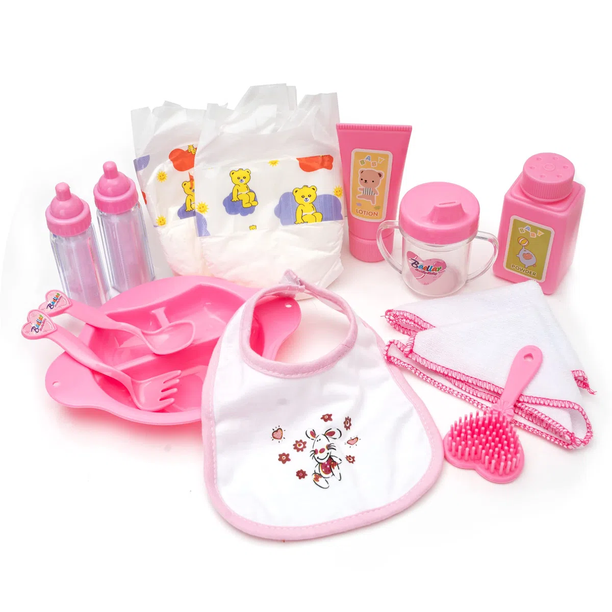 HappyVk- Doll Diaper Bag with Accessories- Unicorn Embroidery