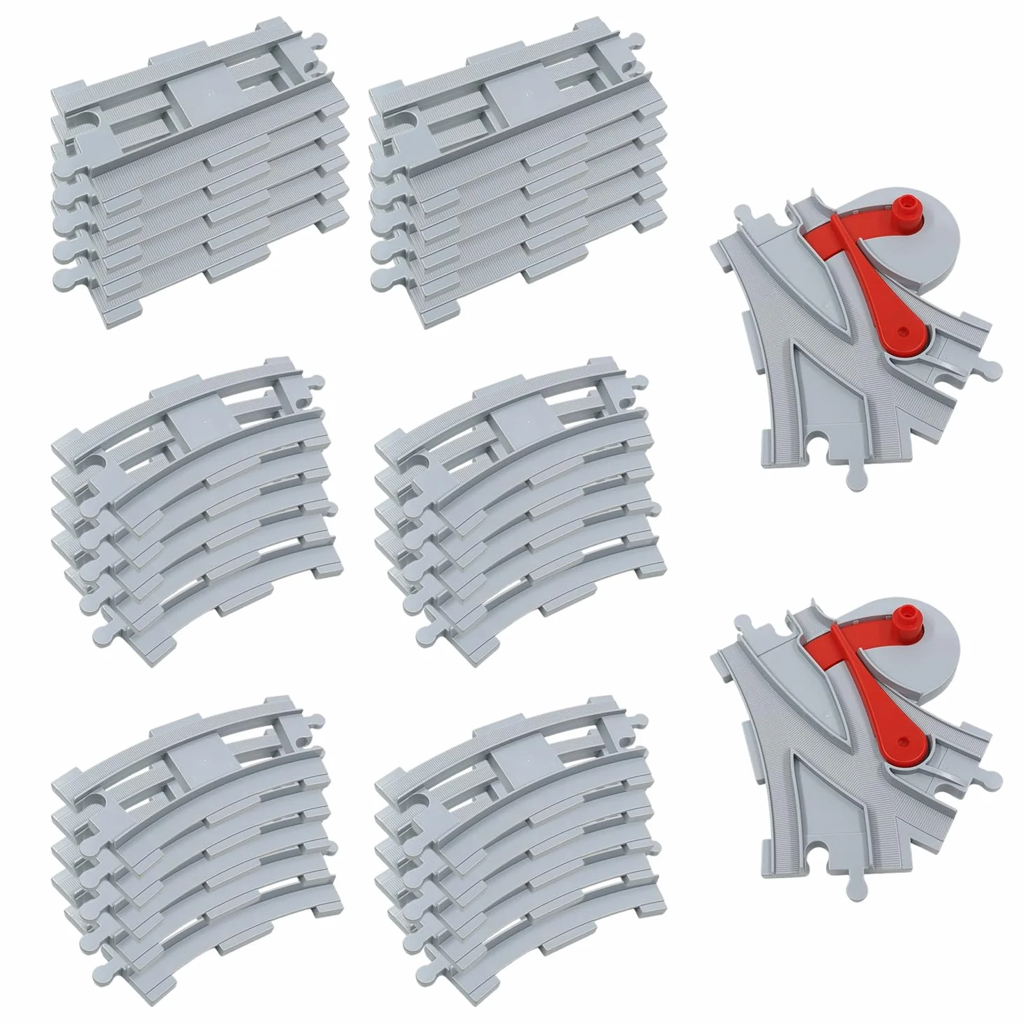 Il set di binari da 32 pezzi comprende binari dritti, binari curvi, cambio ferroviario e accessori, set di prolunghe per binari, binari ferroviari, treni urbani e accessori per treni