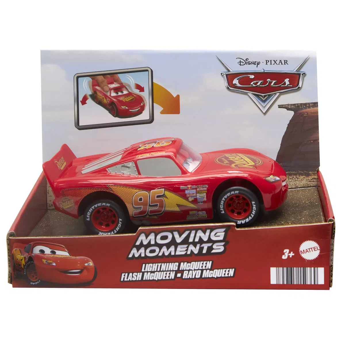 Mattel Disney Pixar CARS Veicoli Scattanti - Saetta McQueen, macchina da spingere con occhi e bocca che si muovono e cambiano espressione, ispirato al film, giocattolo per bambini, 3+ anni, HPH64