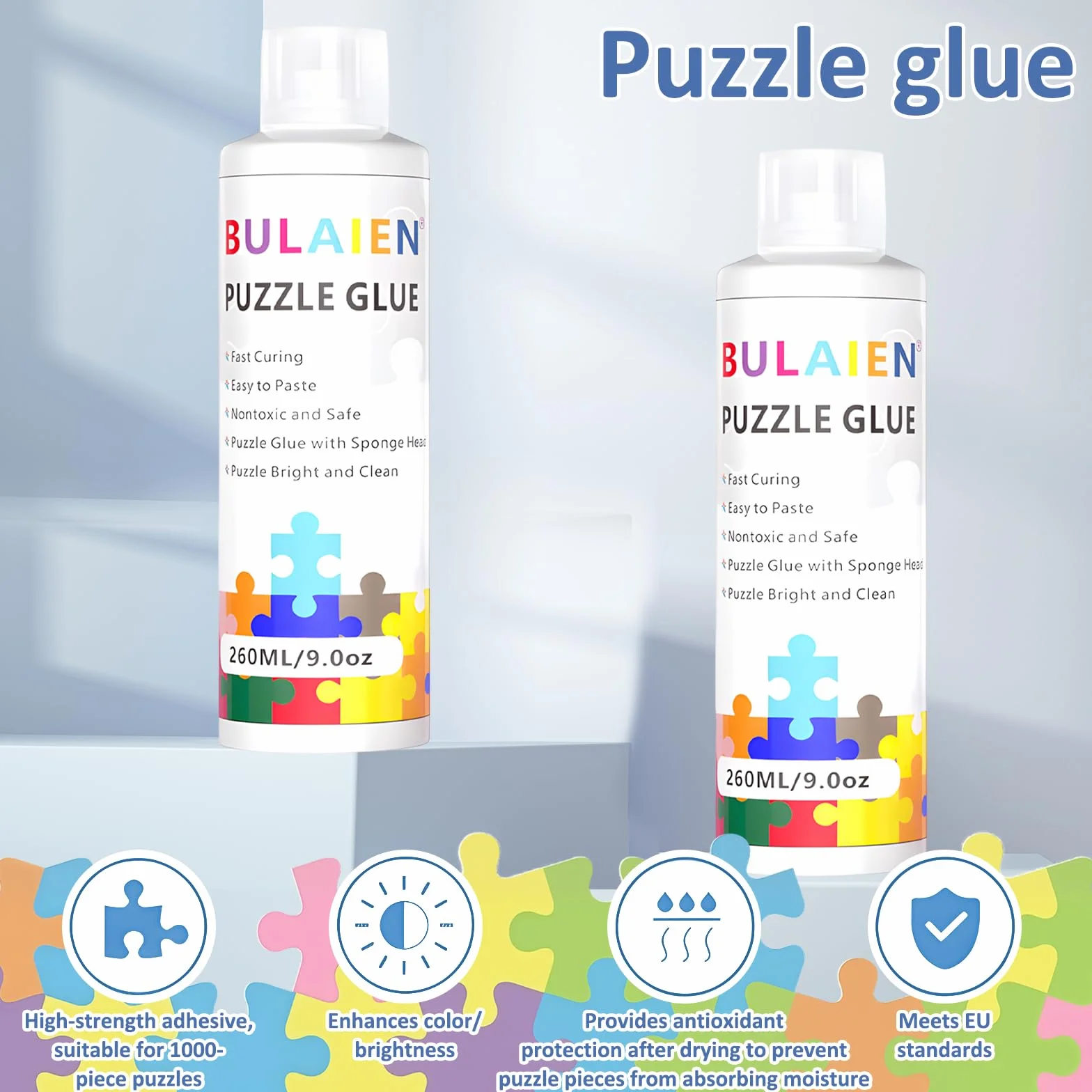 Colla Per Puzzle 2*260ml Colla Puzzle Con Testa In Spugna Accessori Per Puzzle Per Adulti E Bambini