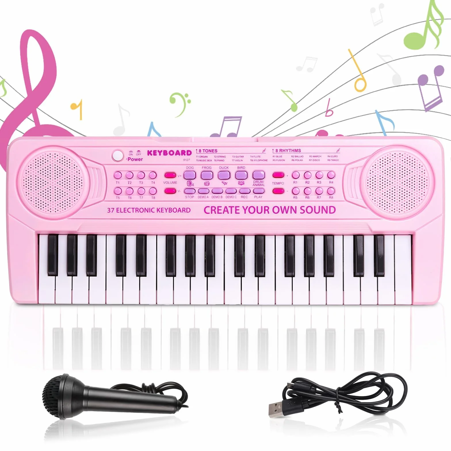 m zimoon Tastiere Pianoforte per Bambini, 37 Tasti Elettronica Musicale pianoforte Portatile musicale Strumenti multifunzione Giocattolo Compleanno Regalo di Natale per ragazzi Ragazze Principianti
