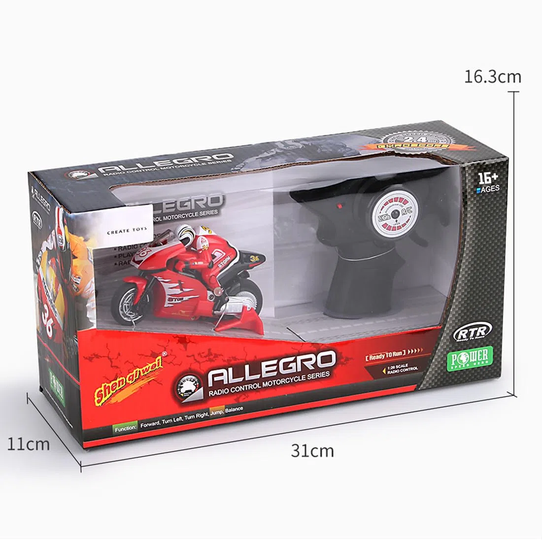 Moto radiocomandata, 8012, con giroscopio e acrobazia, 2,4 G, ad alta velocità, con portata di 30 m, sterzo proporzionale, pneumatici in gomma per tutti i terreni, verde