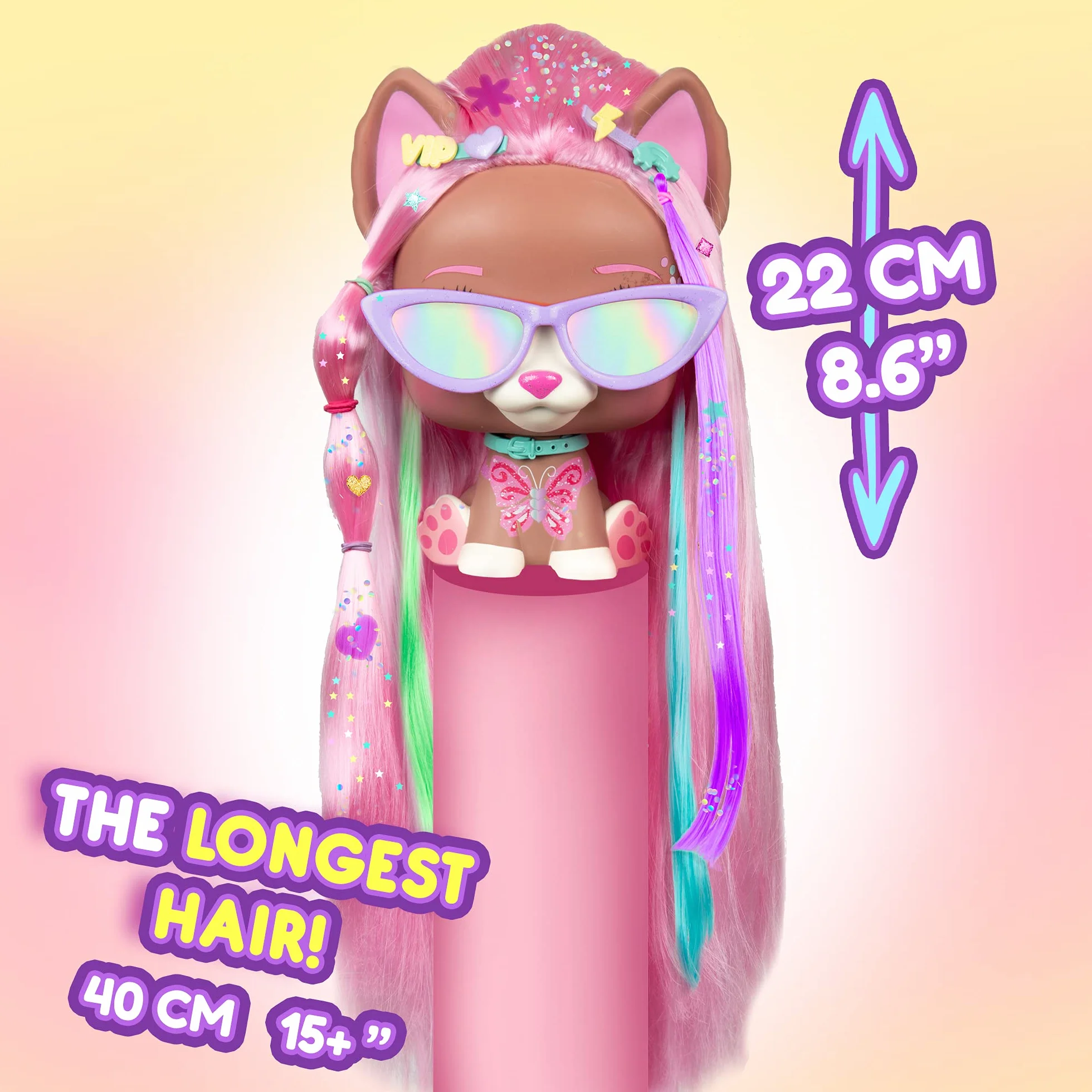 VIP PETS Mega Pet Nyla | Bambola da acconciare con fluenti capelli extra lunghi facili da pettinare e acconciare con +30 Accessori per acconciare e colorare i capelli - Per bambini dai 3 anni in su